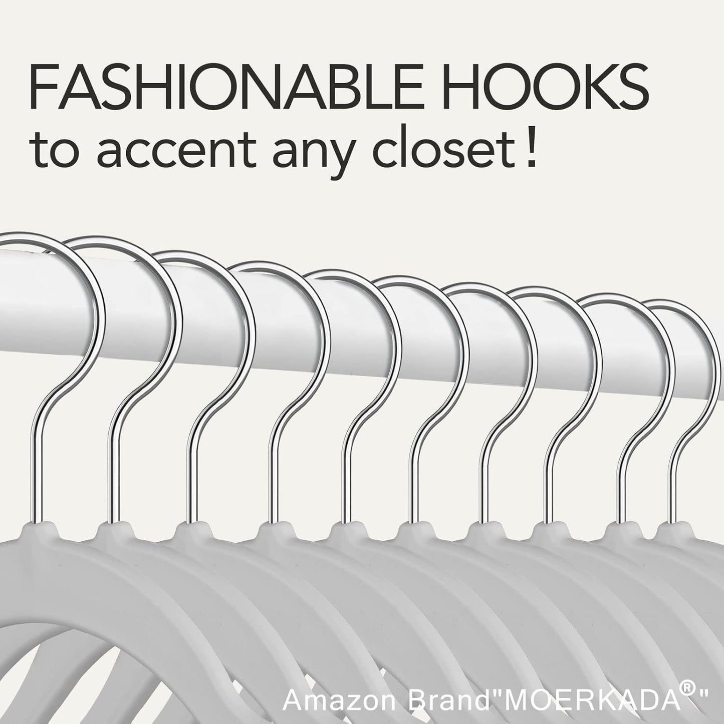 Skiennix Ultra-Thin Plastic Clothes Hangers - Space-Saving Non-Slip 17.7 Inch Grey Hangers for Closet Organization