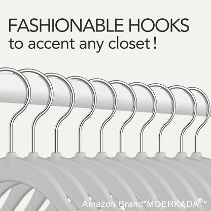 Skiennix Ultra-Thin Plastic Clothes Hangers - Space-Saving Non-Slip 17.7 Inch Grey Hangers for Closet Organization