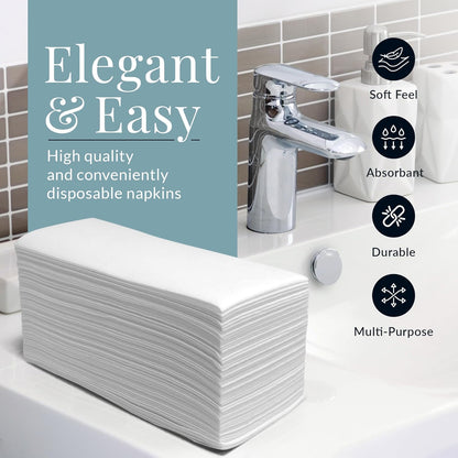 Reli. Disposable Bathroom Napkins - Linen-Feel Guest Towels (60 Pack) | Soft, Absorbent Paper Hand Towels | 12" x 15.75", White