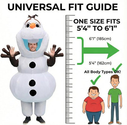 Inflatable Olaf Costume - Adult Size Snowman Fancy Dress for Halloween Party | Large, White
