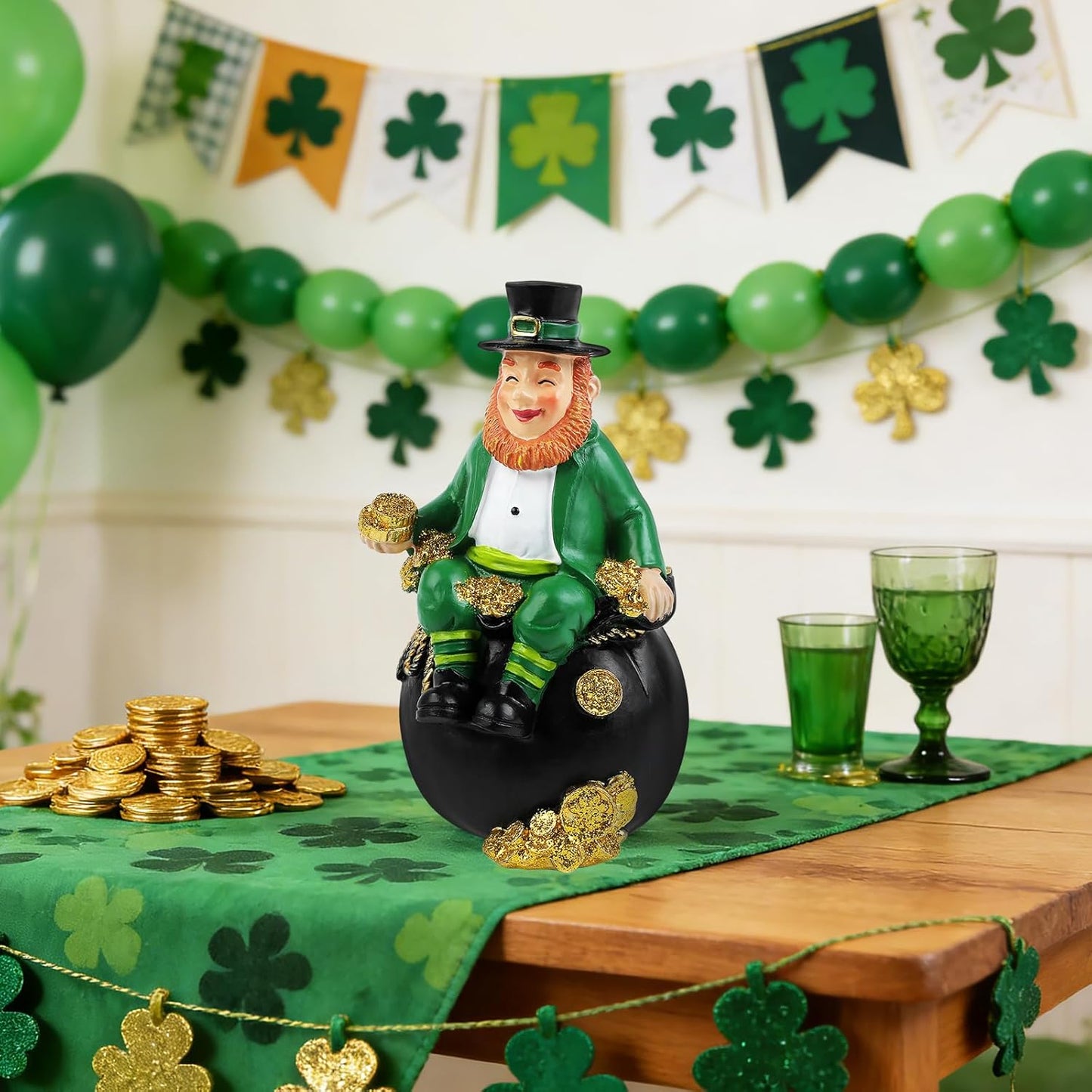 St. Patrick's Day Gnomes | 5.7-Inch Irish Resin Figurines for Home Decoration & Tiered Trays