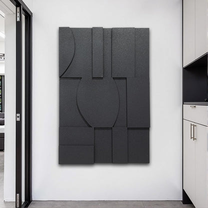 OIUYTOH 3D Textured Abstract Wall Art - Modern Black and Beige Geometric Design | 24x36 In for Living Room, Bedroom, Office