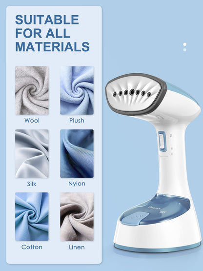 Reemix Steamer for Clothes, Folding Handheld Design Garment Wrinkles Remover, 20g/min Strong Penetrating Steam, 25-Sec Fast Heat-up, for Home, Office and Travel (Blue Gray)