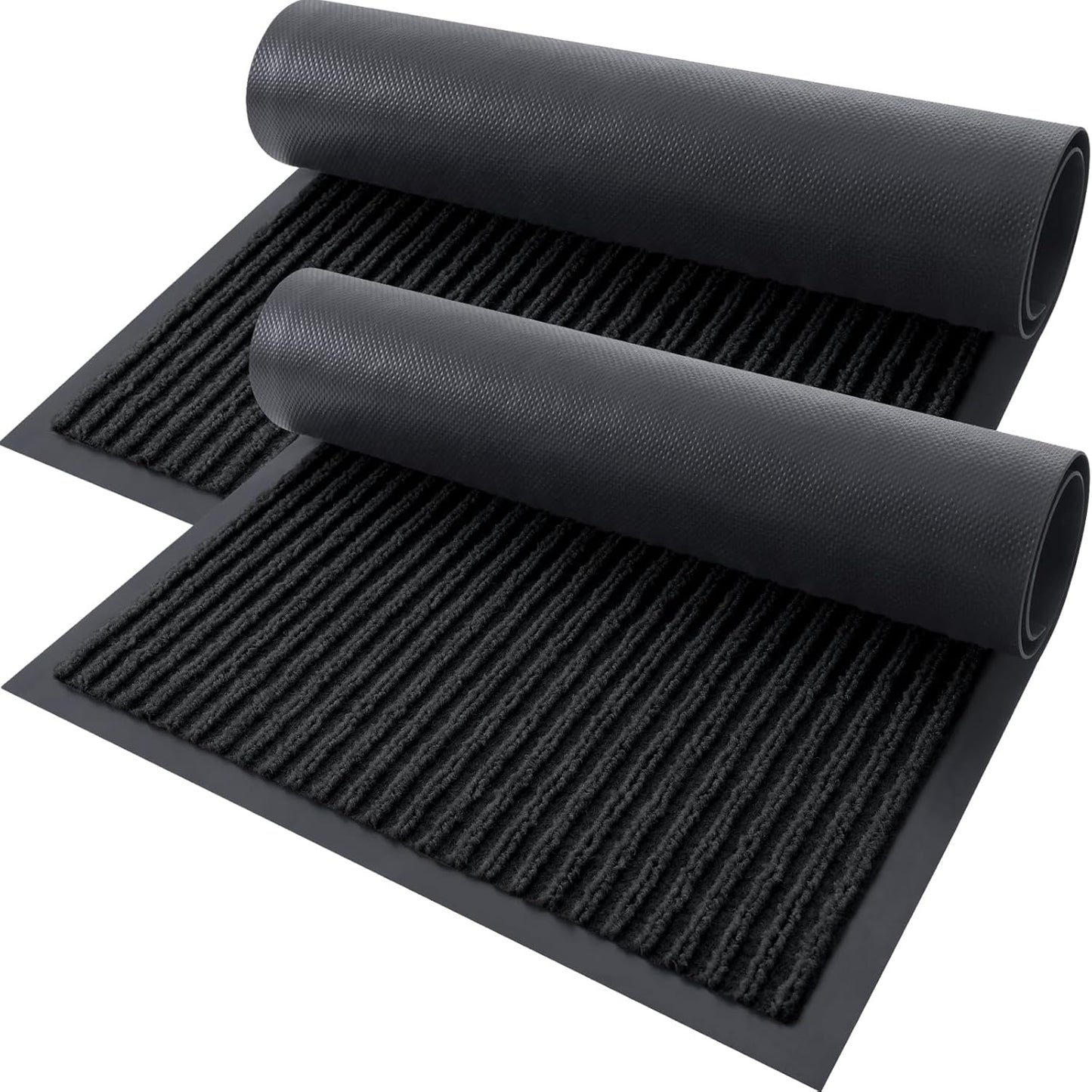 OLANLY Heavy Duty Waterproof Front Door Mats - 2-Pack 29.5 x 17 Inch | Fade Resistant & Easy Clean Black Doormats