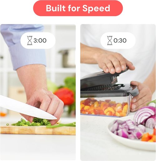 Fullstar Pro Vegetable Chopper - 2-in-1 Food Dicer with Container & Fruit Cutter | Essential Kitchen Gadget (Black)