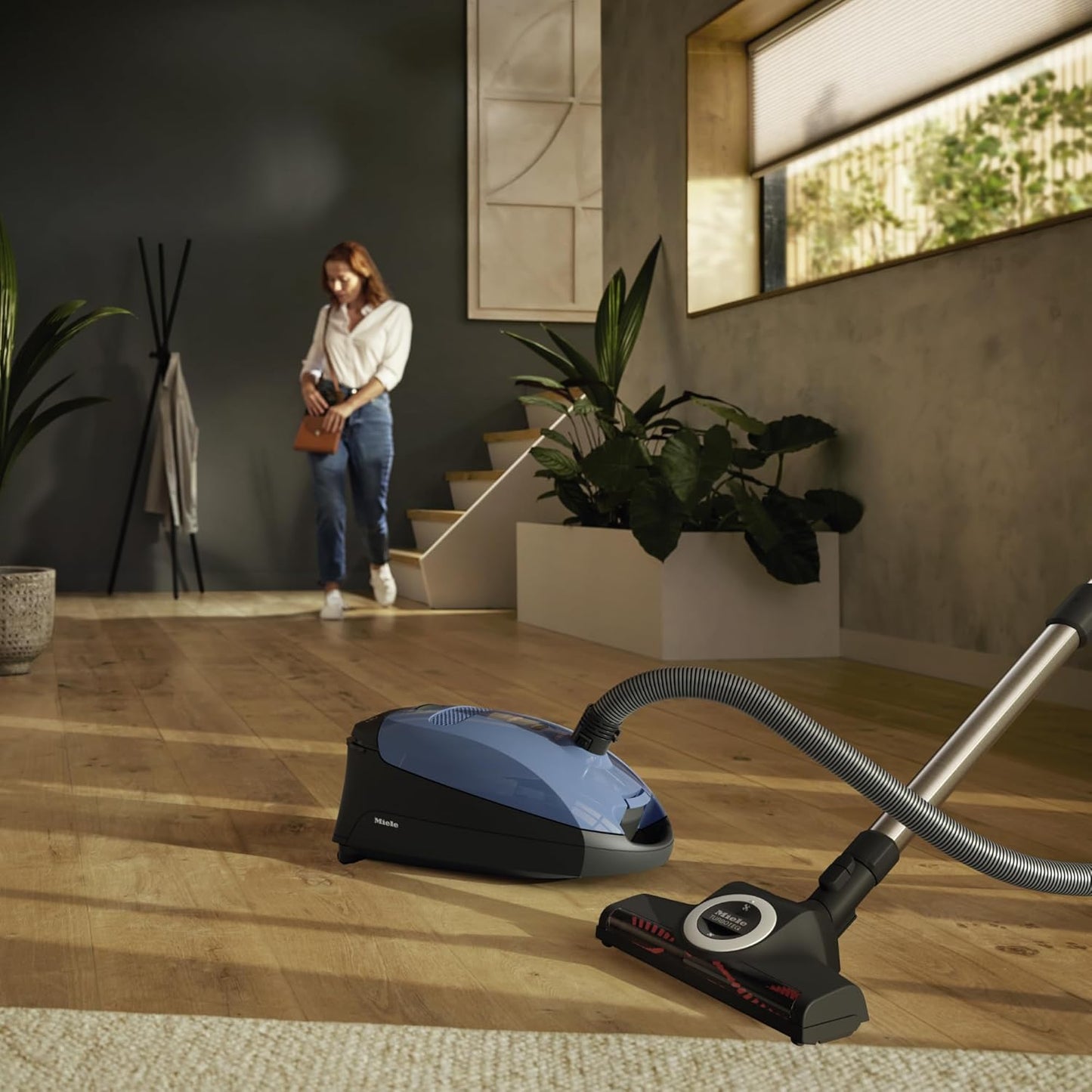 Miele Classic C1 Turbo Team Bagged Canister Vacuum - Portable Tech Blue for Efficient Cleaning