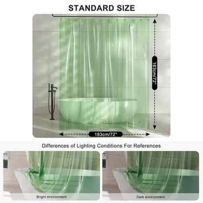 AmazerBath Heavy Duty Shower Curtain and Liner 2-in-1, 100% EVA Luxury Soft Clear Mint Green Shower Curtain Liner, 72x72 Plastic Weighted Shower Curtain, 12 Rustproof Grommets & 3 Heavyweight Stones