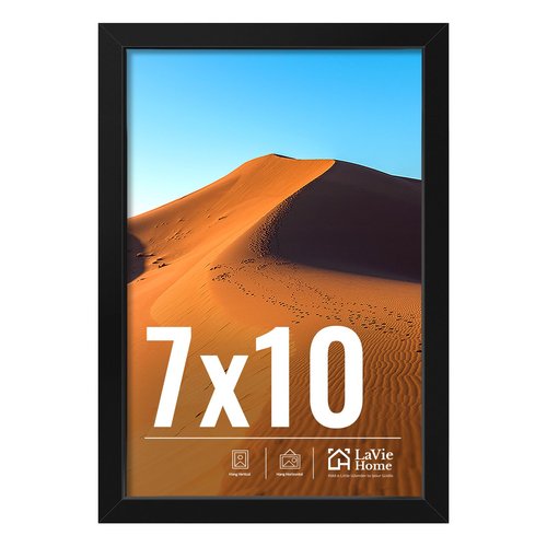 LaVie Home 7x10 Picture Frame for Wall Display, 7x10 Black Picture Frame with HD Plexiglas, 7 x 10 Frame 1 Pack, Display Frame for Vertical or Horizontal, Classic Collection