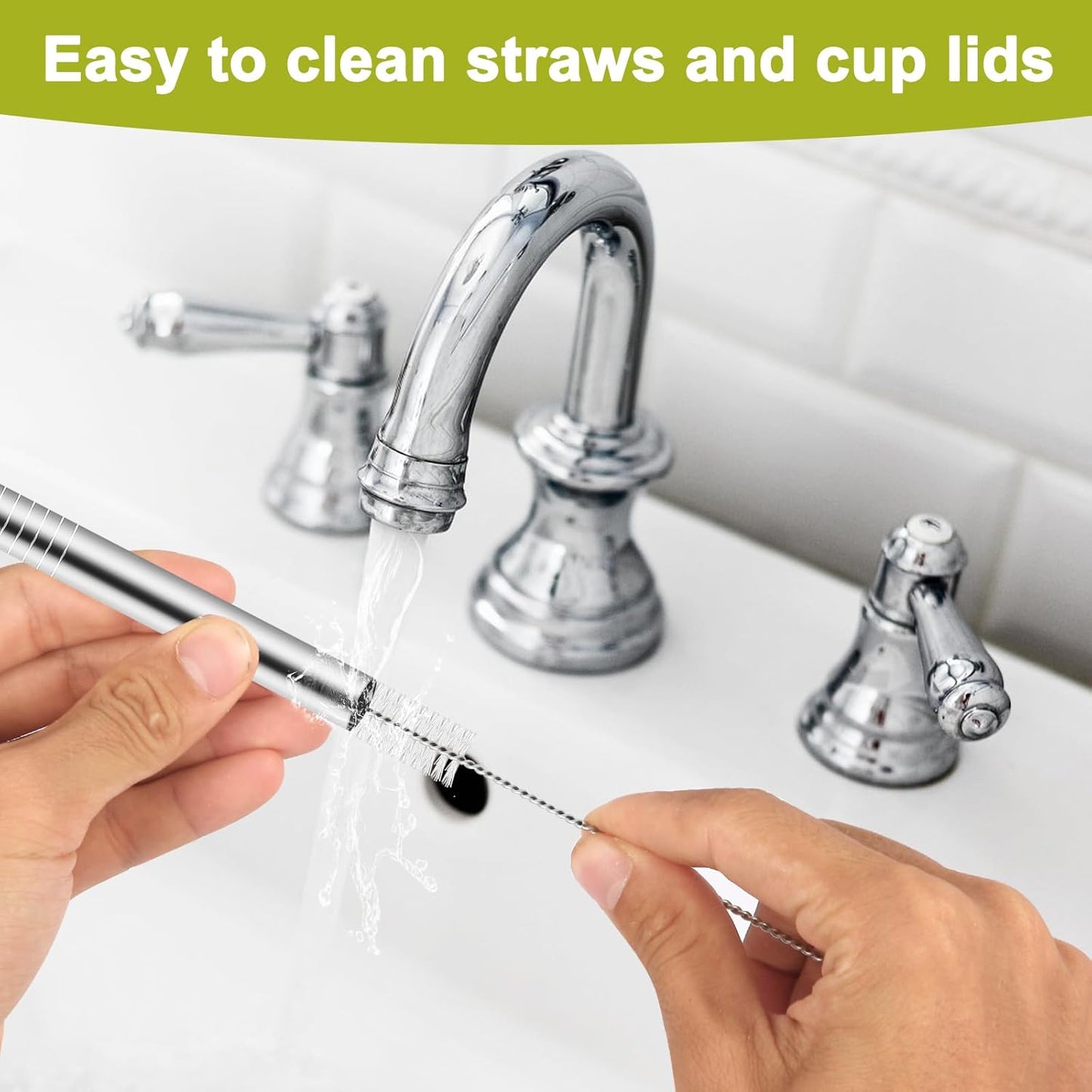 Owala Metal Straw Replacement Set - Reusable Stainless Steel Straws with 2 Cleaners | Fits 24 oz & 32 oz Bottles - 4pcs