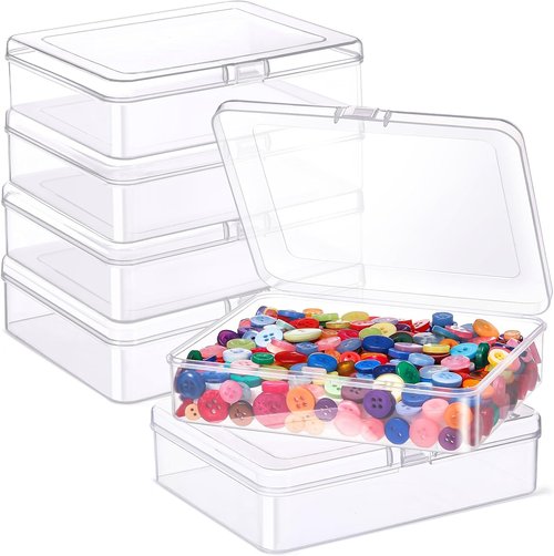 Jetec Mini Clear Beads Storage Containers - 6 Pieces for Jewelry, Crafts & Small Items | 5 x 4 x 1.3 Inch
