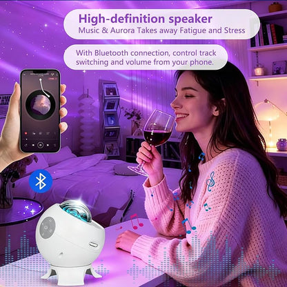 Galaxy Star Projector Night Light with Bluetooth Speaker & Aurora Show