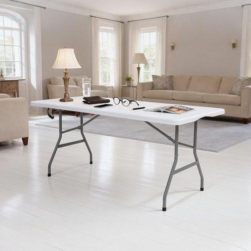 Lakhow Folding Table - 6ft Heavy Duty Portable Table for Indoor & Outdoor Use | Easy Storage, No Assembly, White