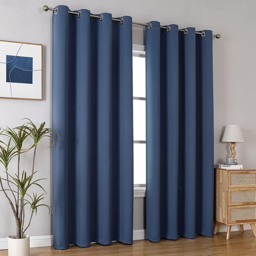 ChrisDowa Blackout Curtains - 90-Inch Thermal Insulated Grommet Panels Set | Stone Blue, 2 Panels for Living Room