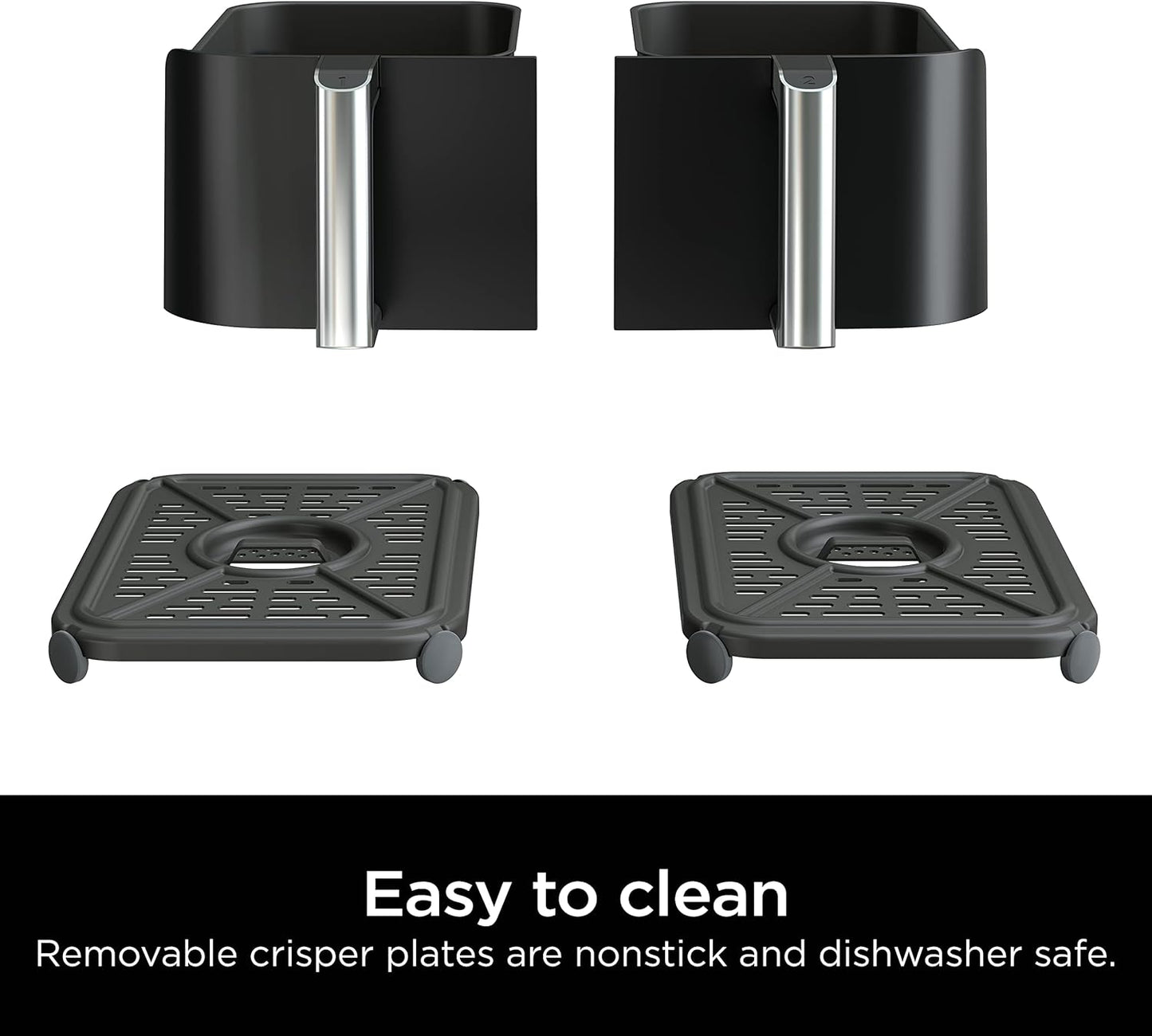 Ninja DZ090 Foodi 6 Quart Air Fryer - 5-in-1 DualZone with 2 Baskets for Quick Snacks & Meals - Black