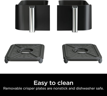 Ninja DZ090 Foodi 6 Quart Air Fryer - 5-in-1 DualZone with 2 Baskets for Quick Snacks & Meals - Black