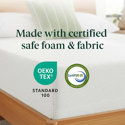 Zinus 12 Inch Full Green Tea Memory Foam Mattress - Medium Firm Feel, Zoned Pressure Relief, Safe & Fiberglass Free