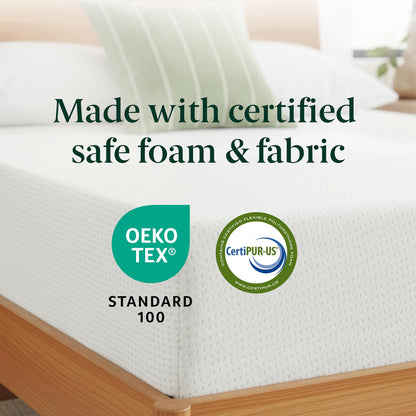 Zinus 12 Inch Full Green Tea Memory Foam Mattress [New Version], Fiberglass Free, Medium Firm Feel, Zoned Pressure Relief, Certified Safe Foams & Fabric, Mattress in A Box