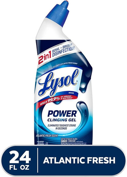 Lysol Power Toilet Bowl Cleaner Gel - Stain Removal & Disinfection | 24oz Size