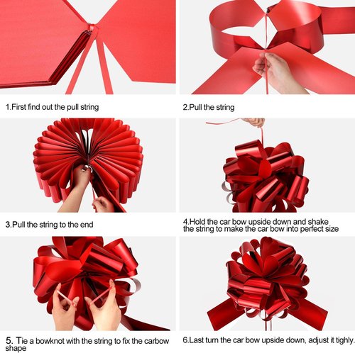 Happy Birthday Big Car Bow - Large Gift Wrapping Decoration for Parties | 20 Inches, Red