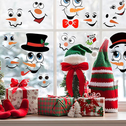48 Pcs Snowman Face Stickers for Crafts Christmas Decorations - Waterproof Holiday Decals
