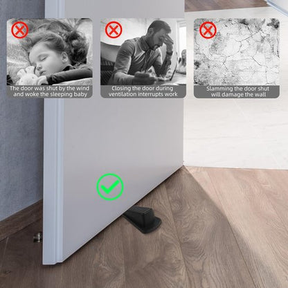 JZWBLILY Door Stoppers - Premium Rubber Wedge for Heavy Duty Doors | Sturdy & Stackable (Black, 2 Pack)