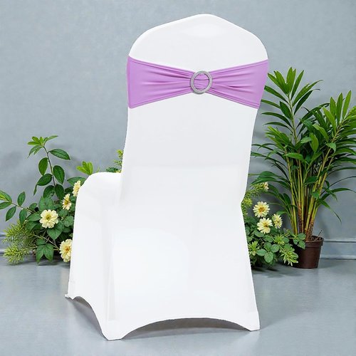 MDS Spandex Chair Sashes - Universal Fit Elastic Stretch Bands with Buckle for Weddings | Light Purple - Pack of 125