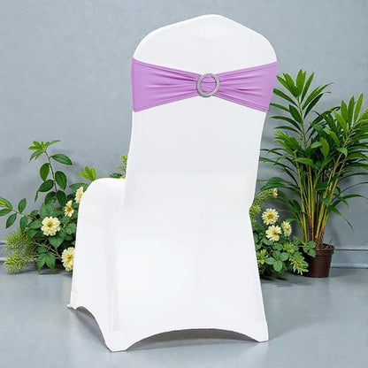 MDS Premium Spandex Chair Sashes - Stretch Chair Cover Bands with Buckle Slider | Pack of 10 - Light Purple