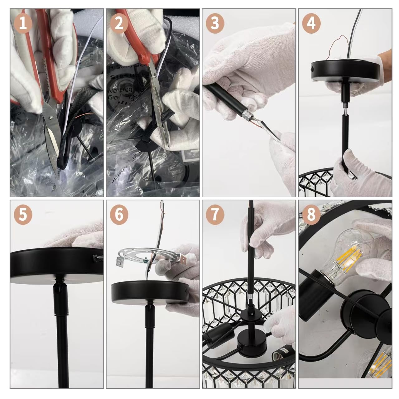 Rpzloila 2-Light Crystal Ceiling Light Fixture, Modern Semi Flush Mount Ceiling Light, Black Crystal Chandelier for Kitchen Bedroom Bathroom Entryway Hallway