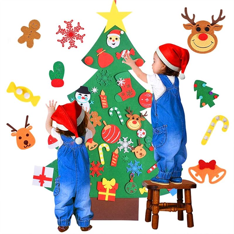 Max Fun Felt Christmas Tree Kit for Toddlers — 40 Tree Ornaments + Tic-Tac-Toe Game