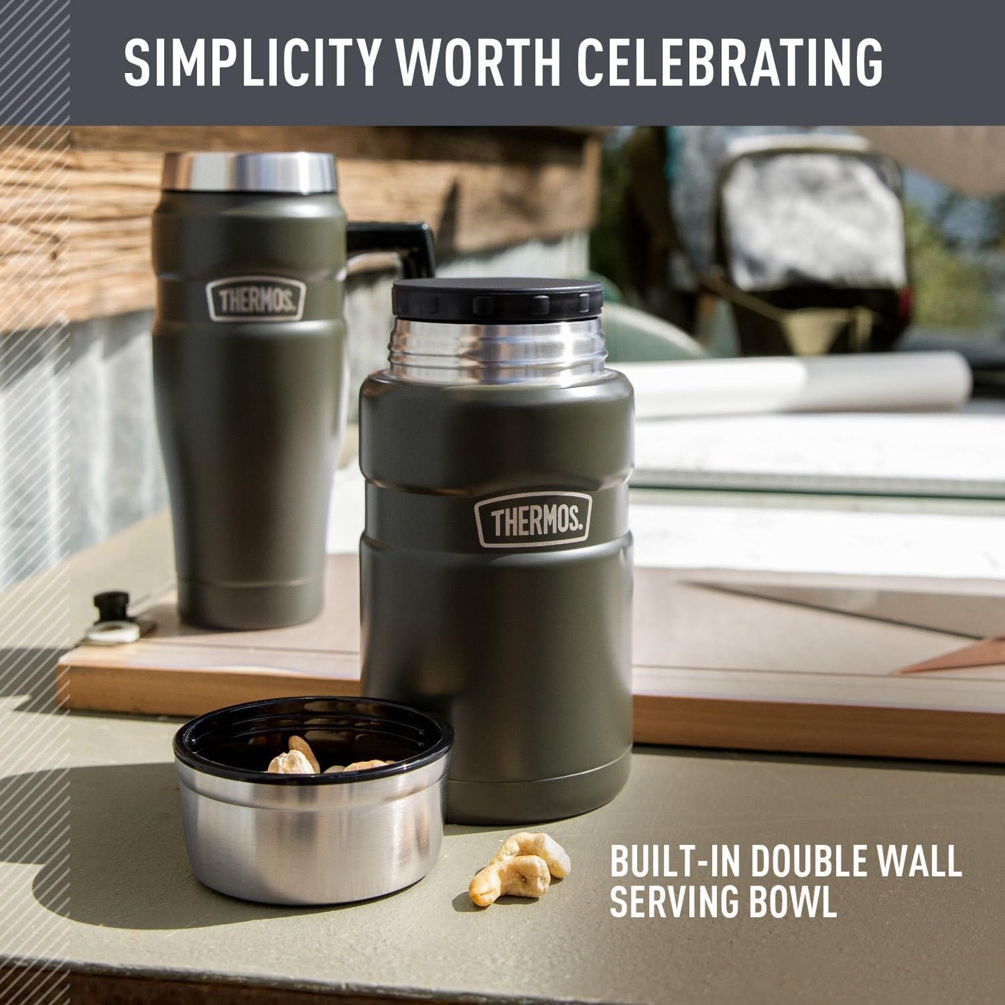 THERMOS Stainless King Vacuum-Insulated Food Jar - 24 Ounce Capacity, Matte Steel Finish