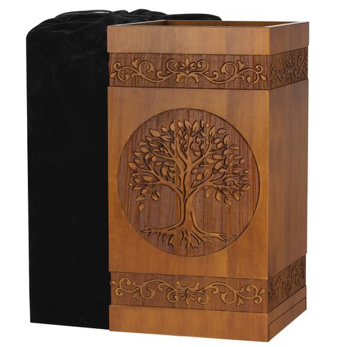 Celepeace Engraved Large Wooden Urn, 11 Inch Cremation Urn for Human Ashes (Tree of Life)