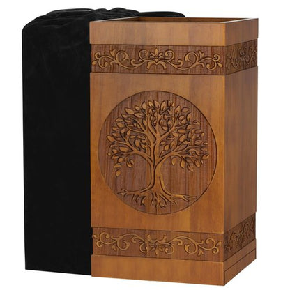 Celepeace Engraved Large Wooden Urn, 11 Inch Cremation Urn for Human Ashes (Tree of Life)