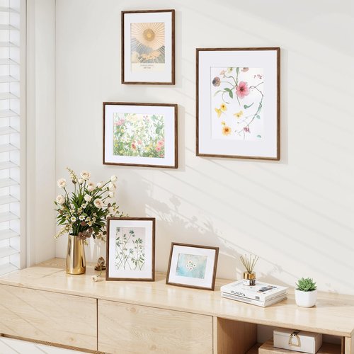 Axeman 18x24 Picture Frame Set of 2, Display 16x20 Pictures with Mat or 18x24 without Mat, Thin Border Wall Gallery Photo Frames for Wall and Tabletop Display, Walnut