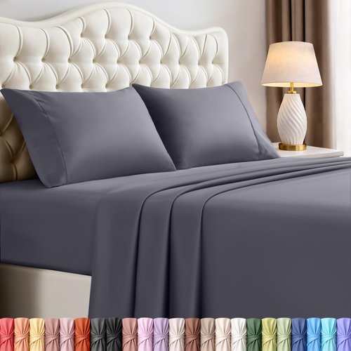 Utopia Bedding California King Sheet Set – 4 Piece Bed Sheets for Cal King Size Bed, Soft and Breathable Microfiber, Includes 1 Fitted Sheet, 1 Flat Sheet and 2 Pillowcases (Grey)