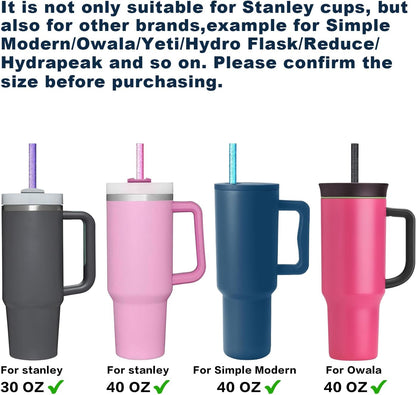 Stanley - Replacement Straws for 40 oz, 30 oz & 64 oz Tumblers - 10 Pack Reusable Colorful Straws with Cleaning Brush
