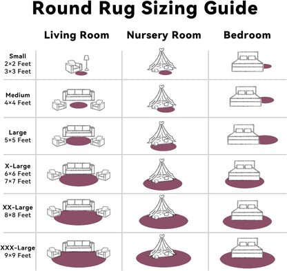 OLANLY Round Burgundy Area Rug - Soft, Fluffy, Machine Washable 3 ft Circle Carpet for Bedrooms & Living Rooms