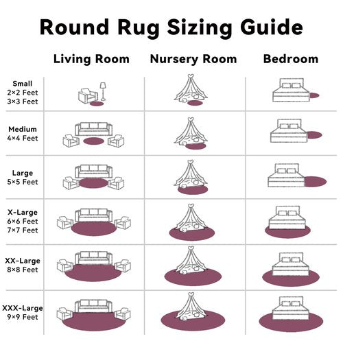 OLANLY Burgundy Round Rugs for Bedroom - Machine Washable, 9 ft Circle Area Rugs for Living Room, Soft and Fluffy Shaggy Carpet for Teen Girls and Boys, Nursery Rooms, Dorms, Home Decor Aesthetic