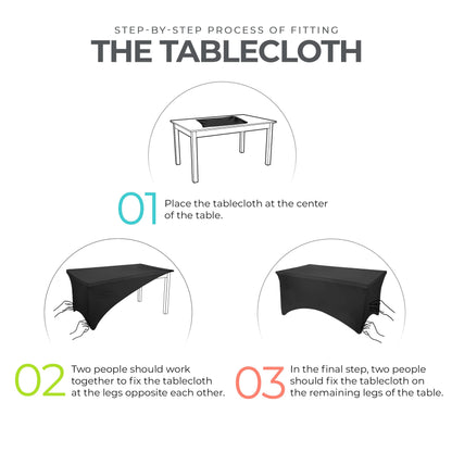 Utopia Kitchen Spandex Tablecloth 2 Pack [4FT, Black] Tight, Fitted, Washable and Wrinkle Resistant Stretch Rectangular Patio Table Cover for Event, Wedding, Banquet & Parties [48Lx30Wx30H Inch]