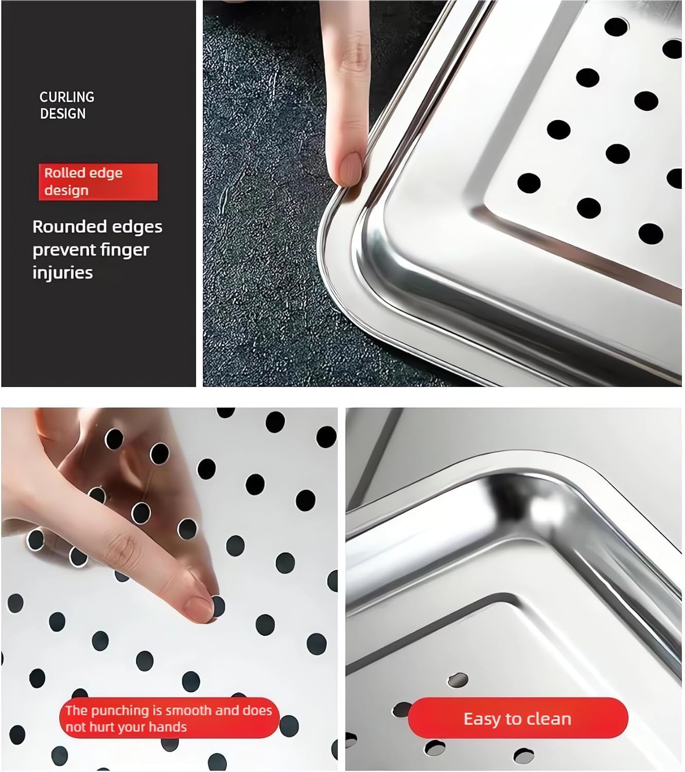 Regine Switzerland Extra Large 304 Stainless Steel Baking Pan Set - 2-Pack, Non-Toxic Bakeware, 1 Solid & 1 Perforated