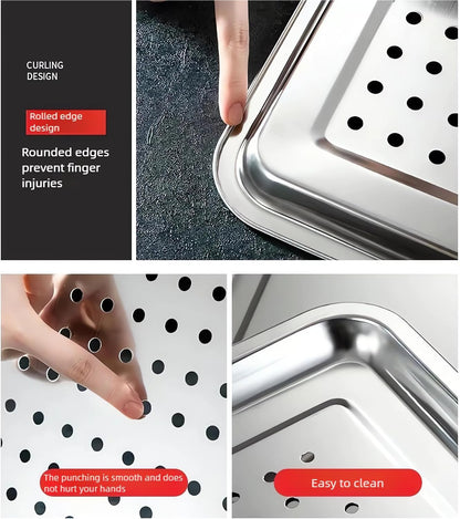 Regine Switzerland Extra Large 304 Stainless Steel Baking Pan Set - 2-Pack, Non-Toxic Bakeware, 1 Solid & 1 Perforated