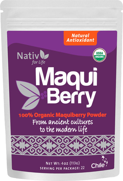 Nativforlife - Maqui Berry Powder, 4 Oz | 100% Maqui Powder, Superfood, Great Antioxidant, Made in Chile