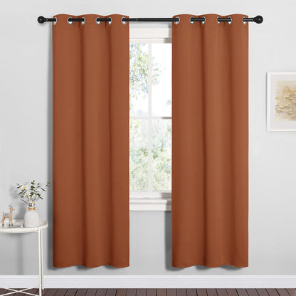 NICETOWN Blackout Curtain Panels - Thermal Insulated Grommet Drapes for Girls Room | Burnt Orange, 34 x 72 Inches