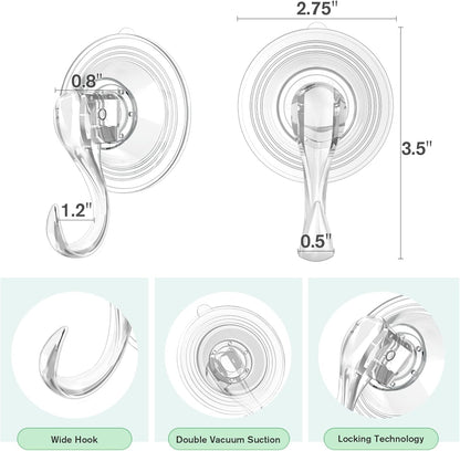 VIS'V Large Suction Cup Hooks - 2 Pcs Set with Razor Hooks for Strong Grip | Ideal for Bathroom Use
