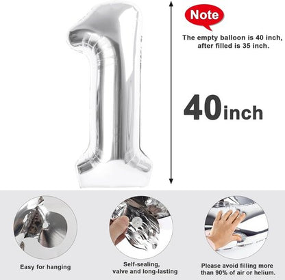 Foil Silver 50 Number Balloon - 40 Inch 50th Birthday Party Decoration for Men & Women