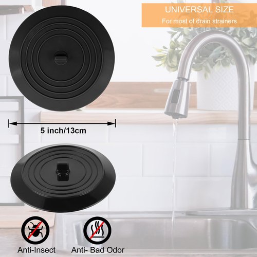 V-TOP Bathtub Drain Stopper 2 Pack, 5 inches Silicone Tub Stopper Shower Drain Cover, Bath Tub Plug Hair Stopper,Universal Flat Suction Renter Friendly Bath Accessories