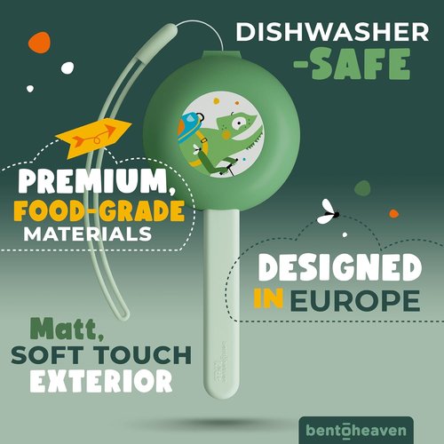 Bentoheaven Kids Travel Utensils Set - Food-Grade Stainless Steel & BPA-Free Plastic | Dishwasher Safe, Reusable Flatware (Chameleon)