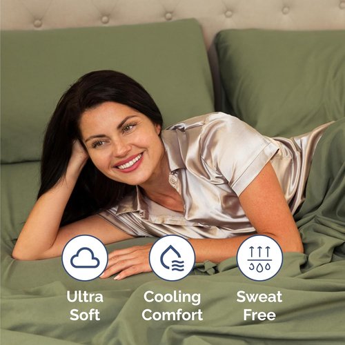 Hotel Luxury Twin Size 3-Piece Sheet Set by [Brand Name] - Comfy, Breathable & Cooling - Deep Pockets, Soft & Wrinkle-Free - Sage Green