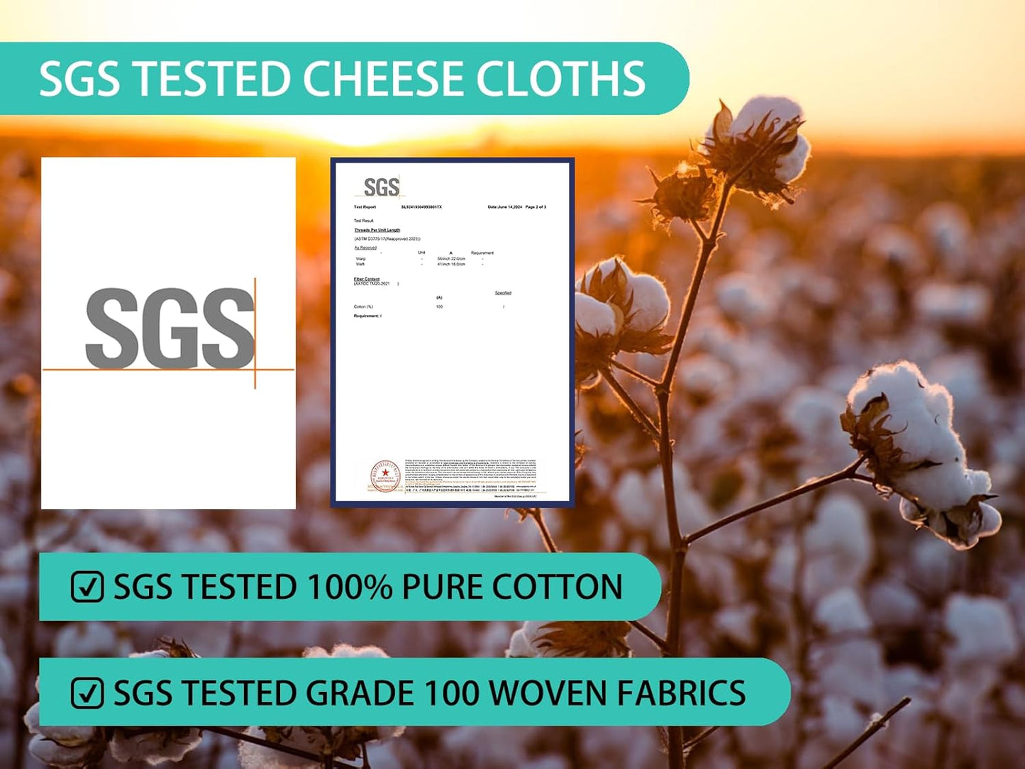 Olicity Cheese Cloths - Reusable Double-Layer 20x20 Inch Unbleached Cotton Straining Bags | 2PCS Fine Mesh Muslin