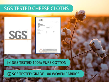 Olicity Cheese Cloths - Reusable Double-Layer 20x20 Inch Unbleached Cotton Straining Bags | 2PCS Fine Mesh Muslin