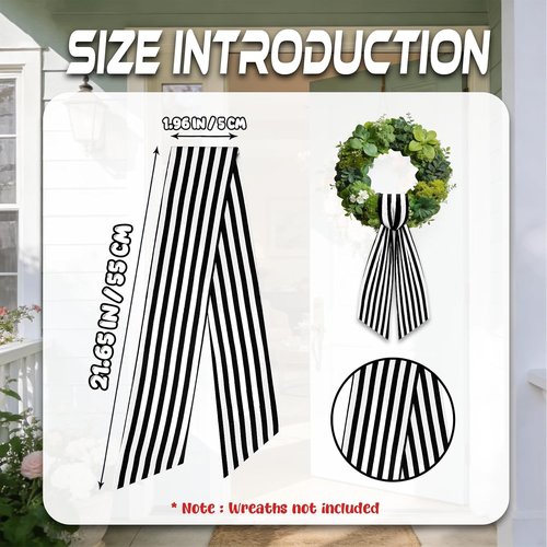 AZYM Wreath Sash Set - Elegant Ribbon Accessories for Indoor/Outdoor Decor | White & Black